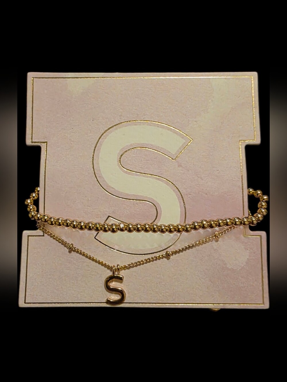 2 Goldtone Bracelets-- 1 W/Initial 'S'